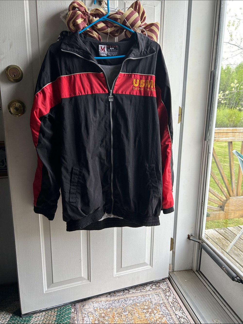 USMC red and black windbreaker